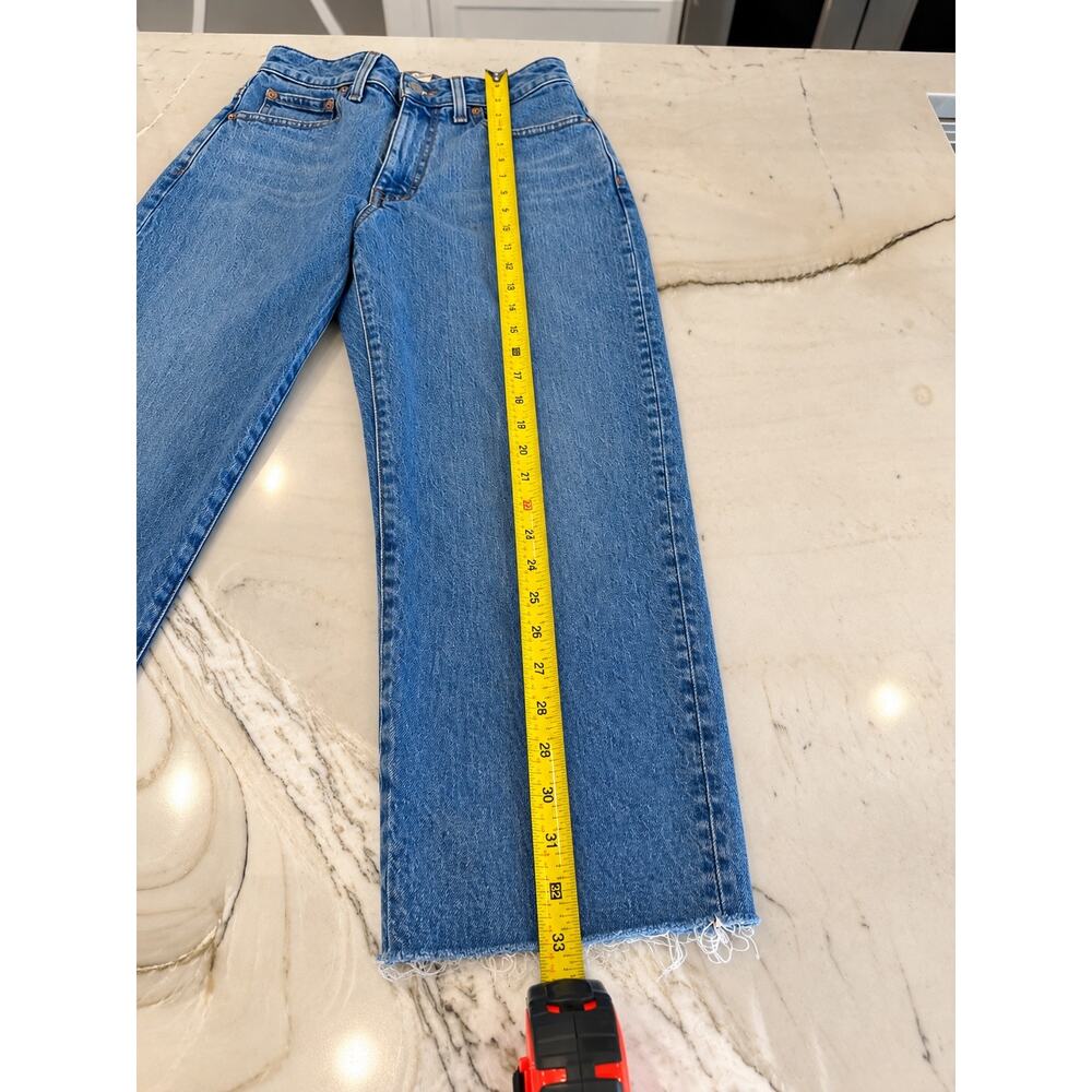 90s Minimalist Capsule Raw Hem Madewell Perfect Vintage Straight Crop Jeans 27 - Picture 9 of 14